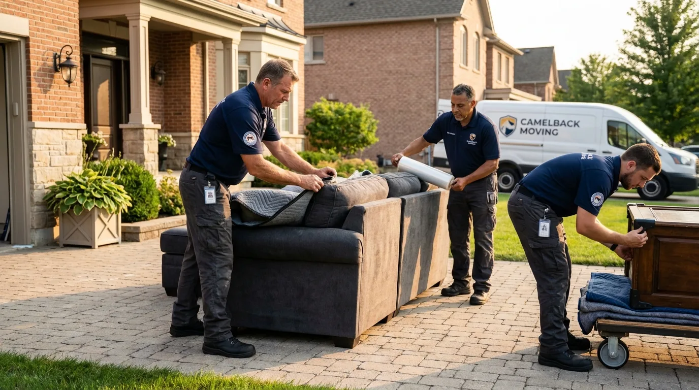Large estate moving crew wrapping furniture in Hartsville, TN